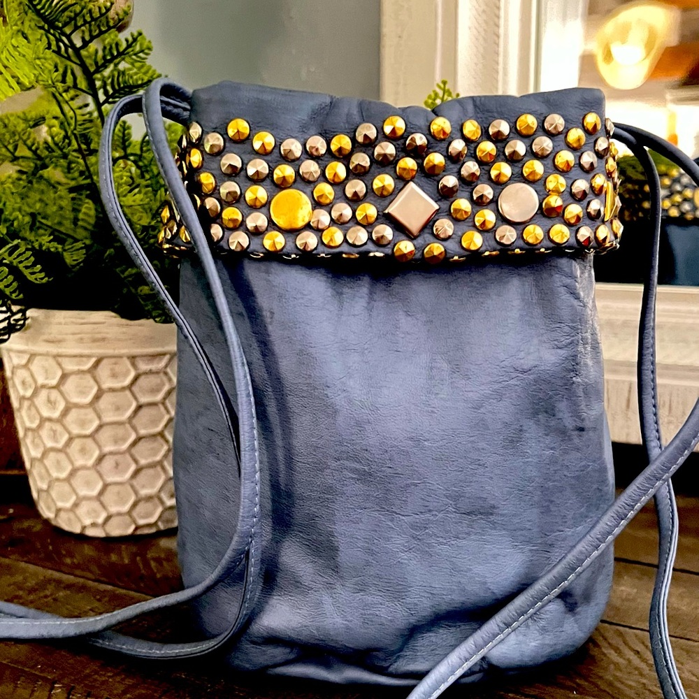 Blue studded leather purses